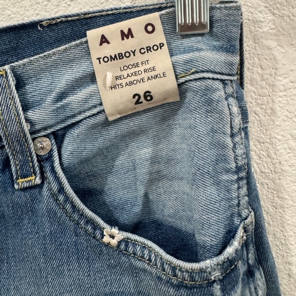NWT AMO Tomboy Crop Loose Fit Relaxed Rise Vintage Embroidered Floral Jeans 26 - Picture 6 of 16